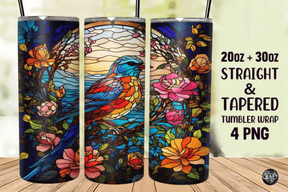 Bird Flowers Stained Glass Tumbler PNG Review