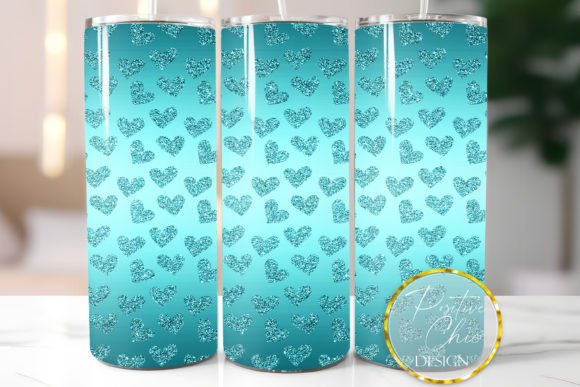 Blue Hearts Glitter Tumbler Wrap Design Review
