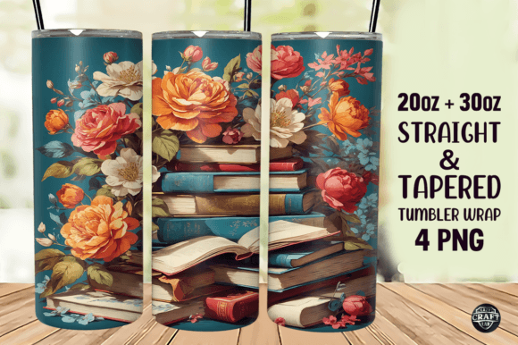 Books with Floral Tumbler Wrap 20oz PNG Review