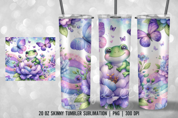 Frog Butterfly Flowers Sublimation 20oz