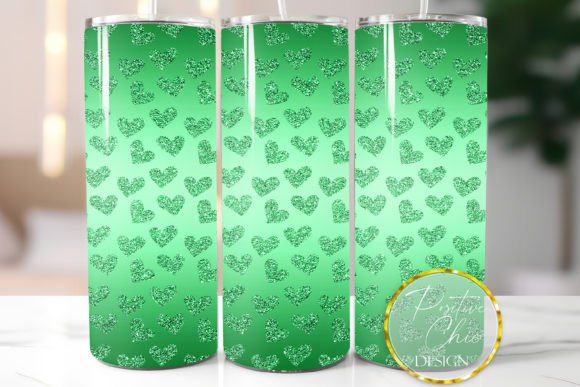 Glitter Skinny Tumbler Green Hearts PNG Review