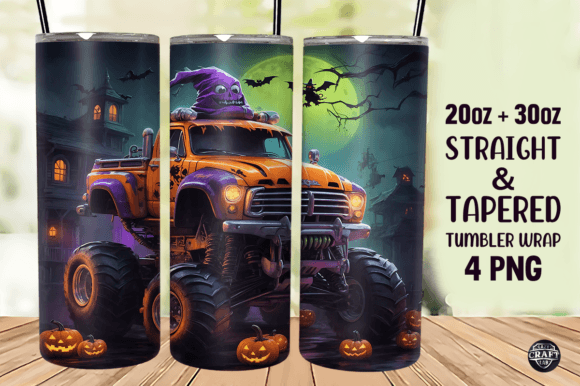 Halloween Monster Truck Tumbler Wrap PNG Review