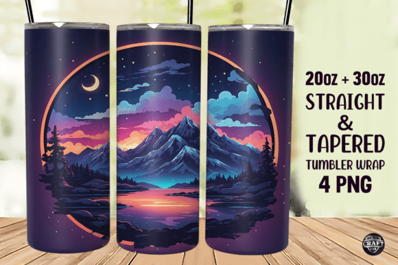 Midnight Mountains Tumbler Wrap 20oz PNG Review