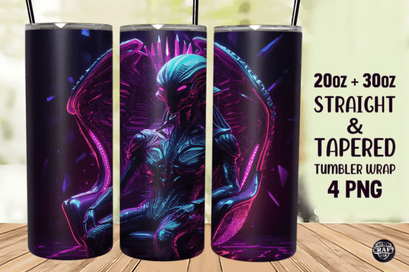 Neon Alien Tumbler Wrap 20oz Skinny PNG Review