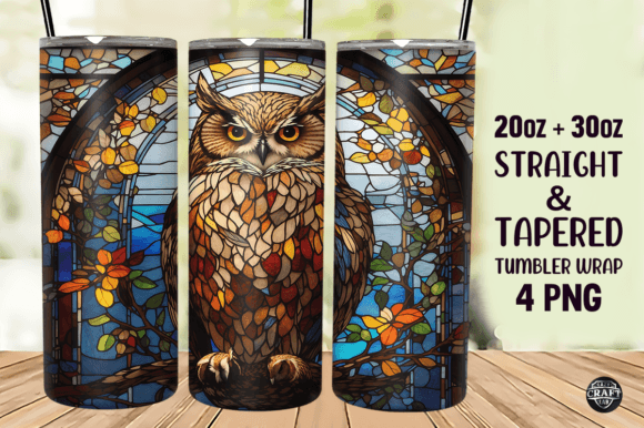 Owl Stained Glass Tumbler Wrap 20oz PNG Review