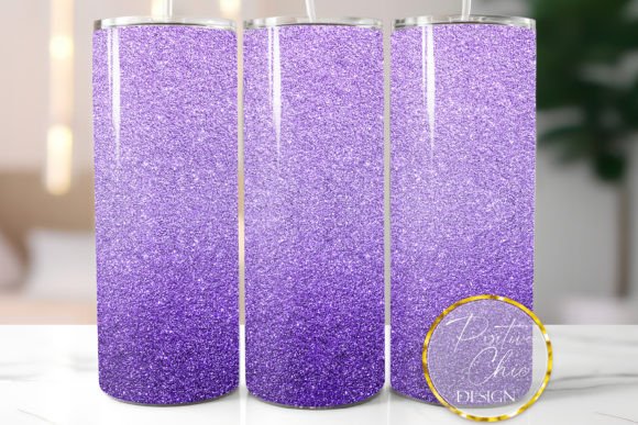 Purple Glitter Tumbler Wrap Design PNG Review