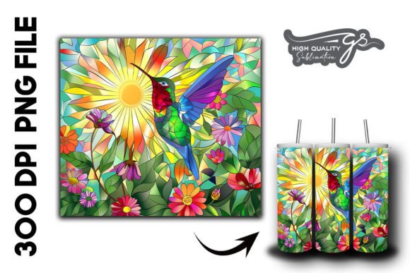 Stain Glass Hummingbird Tumbler Wrap 23