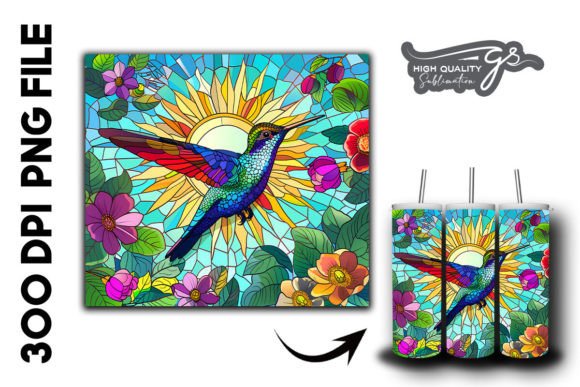 Stain Glass Hummingbird Tumbler Wrap 37