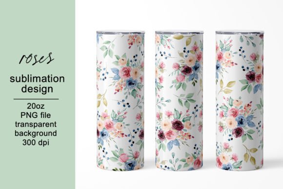 Tumbler Wrap with Watercolor Flowers