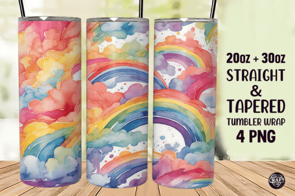 Watercolor Rainbows Tumbler Wrap Design Review