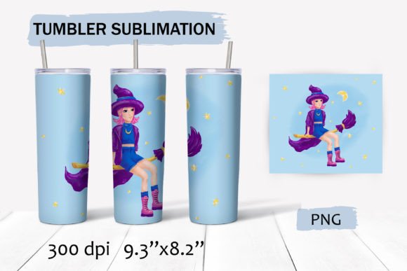 Witch on Broom Tumbler Wrap Sublimation